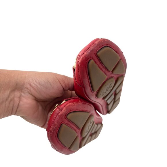 Michael Kors Women Red Leather Gold Logo Slip On Flats Shoes Size 6 - Picture 5 of 14